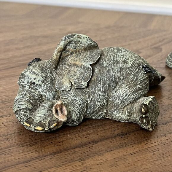 Baby Elephant Playful Collectors Resin Figurines VTG Edwin/ Ernest & Elden RARE - Picture 5 of 16